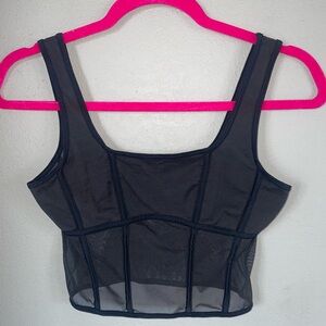Black Mesh Crop Top medium